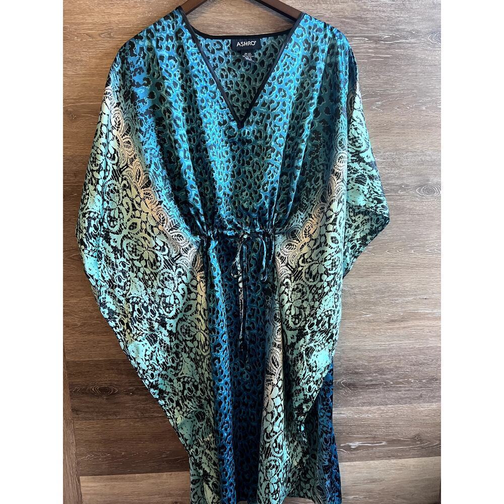 ASHRO dress one size blue oversized V neck